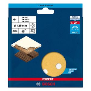 Hoja de lija Bosch EXPERT C470; 150mm G60/120/240 6 unidades
