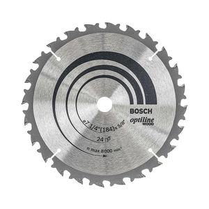Disco de Sierra Circular Optiline Wood ø184, orificio de 5/8 ", 1,5 mm de espesor, 24 dientes con antiretroceso