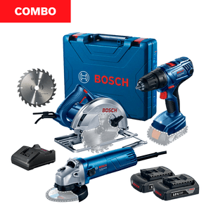 Combo Bosch Taladro Atornillador Bosch GSR 180 LI 18V, Sierra Circular Bosch GKS 150 1500W y Esmeril Angular GWS 670 de 4 1/2" 670W 220V